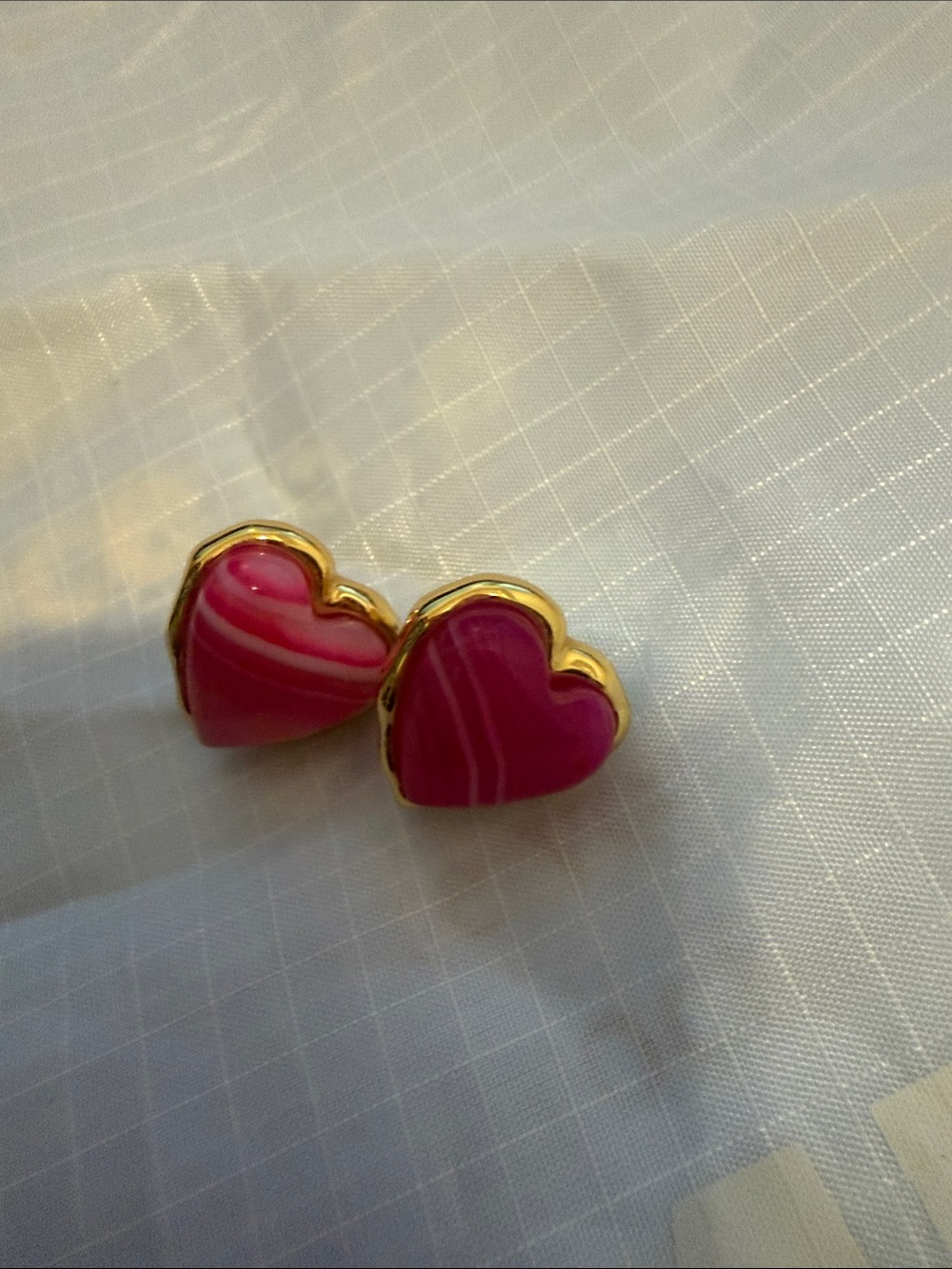 Bimba y Lola Gold-Trim Pink Heart Stud Earrings